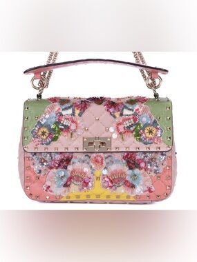 Valentino Garavani Rockstud Spike Pink Floral Crossbody